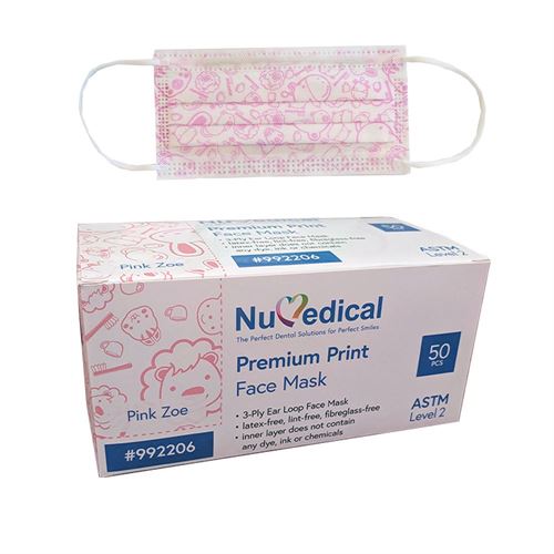 Level 2 Medical Mask Printing Pink Zoe, 50pcs/box, $6.50/box, 992206 - numedical