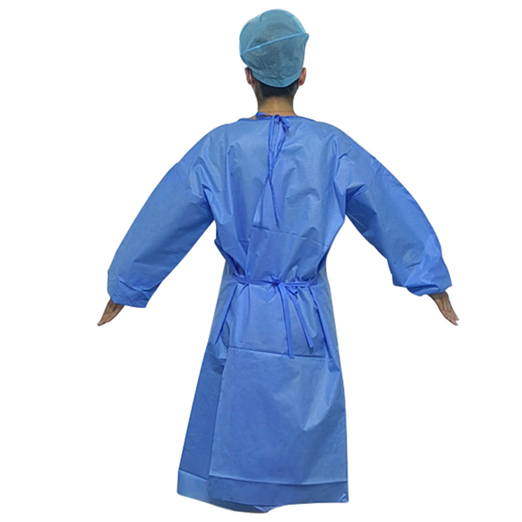 Isolation Gown Level 2, Knee-Length & Knitting Cuffs, Blue, 10pcs per bag, 991548