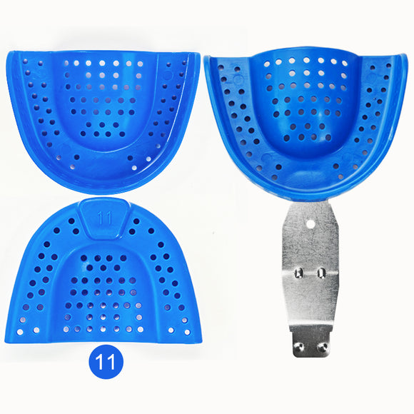Disposable Impression Tray with Metal Handle, Blue, 25pcs/box, 998030-998035