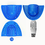 Disposable Impression Tray with Metal Handle, Blue, 25pcs/box, 998030-998035