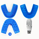 Disposable Impression Tray with Metal Handle, Blue, 25pcs/box, 998030-998035
