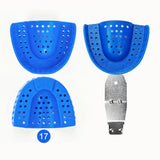 Disposable Impression Tray with Metal Handle, Blue, 25pcs/box, 998030-998035