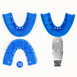 Disposable Impression Tray with Metal Handle, Blue, 25pcs/box, 998030-998035