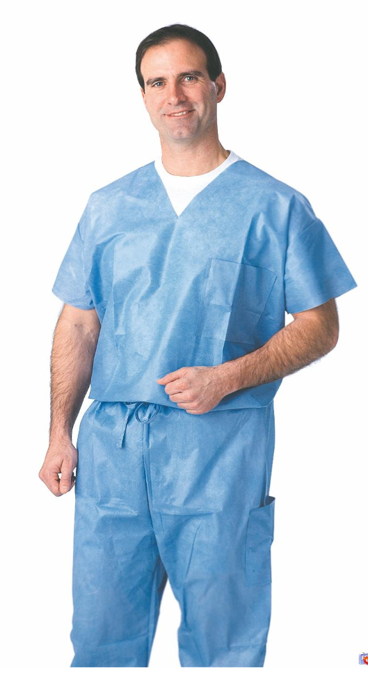 NuMedical Disposable Scrub Shirt, V-Neck, Large Size, Unisex, Blue (Pack of 10), 991508-991515