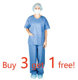 NuMedical Disposable Scrub Shirt, V-Neck, Large Size, Unisex, Blue (Pack of 10), 991508-991515