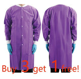 NuMedical SMS Disposable Lab Coat, Purple Color, Knee Length with Knit Cuff & Collar & 3 Pockets, 991463-991467