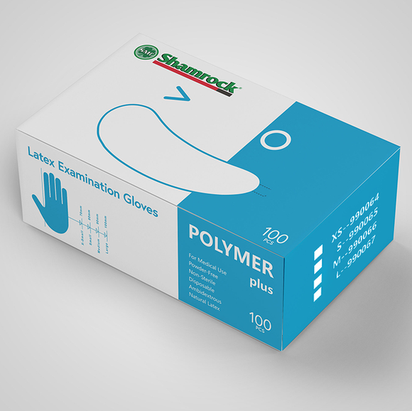 NuMedical Polymer PLUS,  Latex Exam Gloves Powder Free,  100pcs x 10bx/cs,  Bx Size(cm): 21 L x12 W x 7.5 H, Low as $5.90 per box, 990064 - 990067