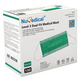 Level 3 Dual-Fit Medical Mask, Alpha-Fold, Color Emerald, 100pcs/box, 992230