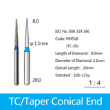 Diamond Bur - Taper Cone Tip, 994516-994520, 994628-994630, 994669, 994690, 994728, 994736-994737, 994782-994783