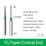 Diamond Bur - Taper Cone Tip, 994516-994520, 994628-994630, 994669, 994690, 994728, 994736-994737, 994782-994783