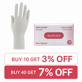 HAPPY HANDS NuSHIELD LATEX EXAM GLOVES POWDER FREE, 100PCS/Box, BX SIZE(CM): 24 L X 12 W X  8 H, 990044 - 990047