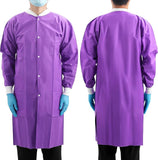 NuMedical SMS Disposable Lab Coat, Purple Color, Knee Length with Knit Cuff & Collar & 3 Pockets, 991463-991467