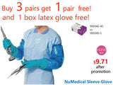 NuMedical Sleeve Glove, Hand and Arm Protection, Nitrile Glove w/cotton lined + Soft Plastic Sleeve, 1pair/bag 50bags/cs, 990077-990085
