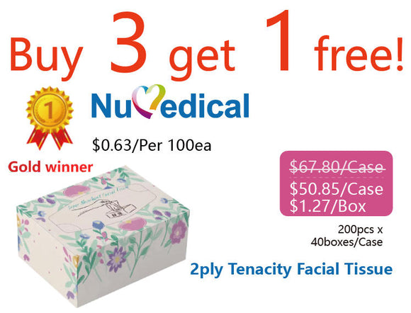 2ply Tenacity Facial Tissue, 230mm x 160mm, 200pcs x 40boxes/case, Low as $1.69/box, 992708