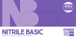 Basic Nitrile Examination Glove, Purple, 200pcs/bx, Bx Size(cm): 23.5 L x 12 W x 8 H, 990056 - 990058
