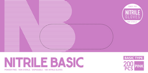 Basic Nitrile Examination Glove, Pink, 200pcs/bx, Bx Size(cm): 23.5 L x 12 W x 8 H, 990052 - 990054