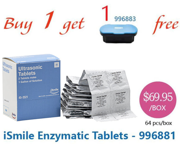 iSmile Enzymatic Tablets, for Cleaning, Soaking, Ultrasonic, General Purpose, Evacuation Cleaner, box of 64pcs, Made in USA, 996881