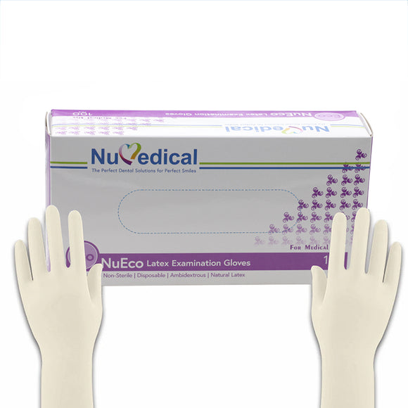 NuEco Latex Exam Gloves Powder Free, 100pcs/box, $9.00/box, 990019, 990020, 990021, 990022 - numedical