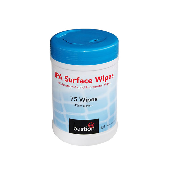 Bastion IPA Surface Wipes BSW2412, 70% Alcohol, 75pcs/bottle, $9.25/bottle, Australia Local Brand, 991937 - numedical
