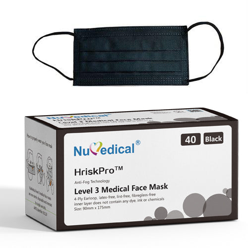 Level 3 Medical Mask w/Anti-Fog, Black, 40pcs/box, $6.95/box, 992264 - numedical