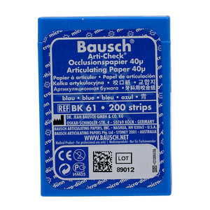 Bausch Articulating Paper 40u(0.0016") Blue pre-cut strips BK-61 200pcs,993095 - numedical