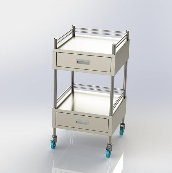Stainless steel trolley 2 drawers, 993521