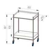 Stainless steel trolley double no drawer, 993522