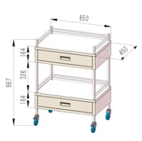 Stainless steel trolley double, double drawers, 993523
