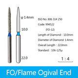 Diamond Bur - Flame Ogival End, 994521-994535, 994631-994632, 994691-994695, 994738-994740, 994785-994792 - numedical