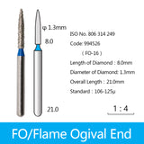 Diamond Bur - Flame Ogival End, 994521-994535, 994631-994632, 994691-994695, 994738-994740, 994785-994792 - numedical