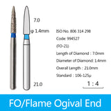 Diamond Bur - Flame Ogival End, 994521-994535, 994631-994632, 994691-994695, 994738-994740, 994785-994792 - numedical