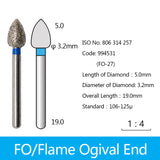 Diamond Bur - Flame Ogival End, 994521-994535, 994631-994632, 994691-994695, 994738-994740, 994785-994792 - numedical