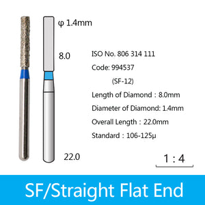 Diamond Bur - Straight Flat End, 10pcs/pack, $0.965/piece, 994536-994543, 994633-994637, 994671, 994696-994700 - numedical