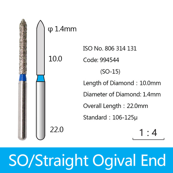 Diamond Bur - Straight Ogival End, 994544-994547, 994638, 994662 - numedical