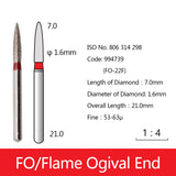 Diamond Bur - Flame Ogival End, 994521-994535, 994631-994632, 994691-994695, 994738-994740, 994785-994792 - numedical