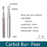 Carbide Bur - Pear, 994860, 994861, 994862, 994863, 994864, 994865, 994866, 994867 - numedical