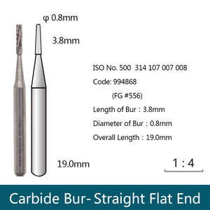 Carbide Bur - Straight Flat End, 994868, 994869, 994870, 994871, 994872, 994873, 994874, 994875 - numedical