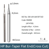 Carbide Bur HP - Taper Flat End (Cross Cut), 994899, 994900, 994901, 994902, 994903, 994904 - numedical