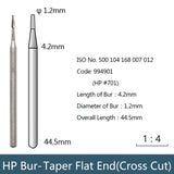 Carbide Bur HP - Taper Flat End (Cross Cut), 994899, 994900, 994901, 994902, 994903, 994904 - numedical