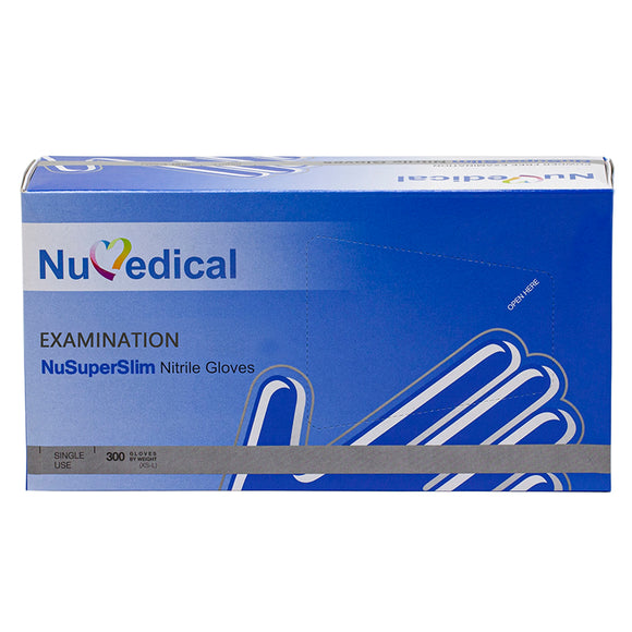 NuSuperSlim Cobalt Blue Powder Free Nitrile Examination Glove, 300pcs/box, $11.00/100pcs, 990040-990043 - numedical
