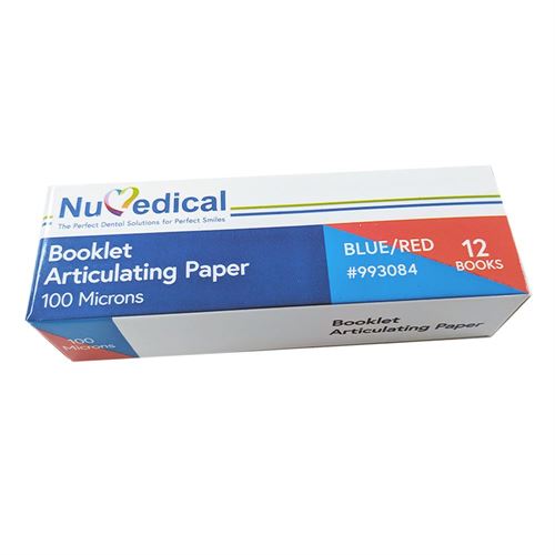 Articulating Paper, Booklet (100 Microns with 12 Booklets, Blue/Red), 993084 - numedical