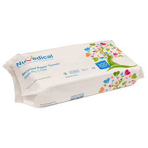 Recycled Paper Towels - C Fold, 200pcs x 30bags/case, 992736 - numedical